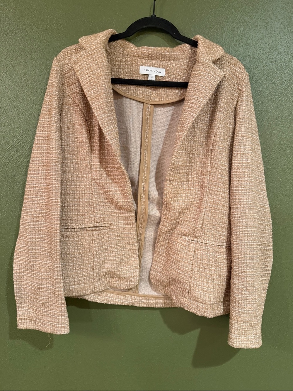 41 Hawthorn Beige Tweed Open-Front Blazer